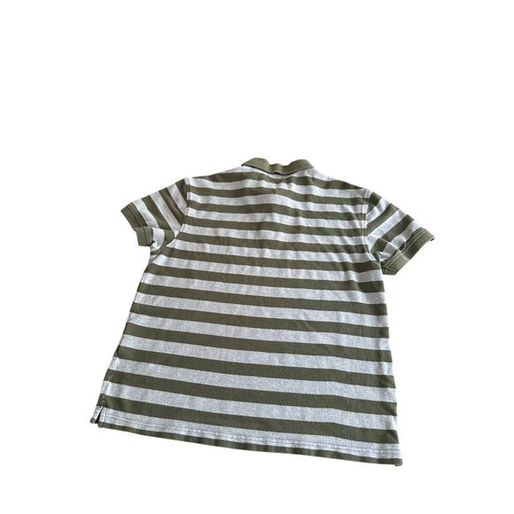 Levis Green & Gray Striped Collared Polo Shirt Mens M Cotton Casual Base Layer - Picture 8 of 8